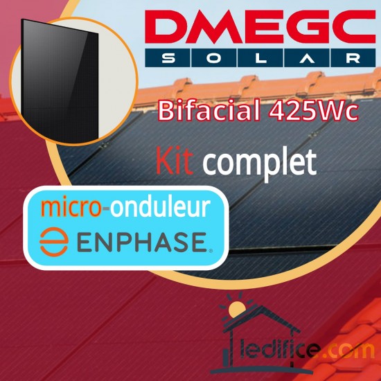 Kit photovoltaïque 2.975 kW DMEGC N-TYPE 425Wc Bi Verre Bifacial avec 7 panneaux DMEGC Module N-TYPE 425Wc Bi Verre Bifacial - Cadre noir 