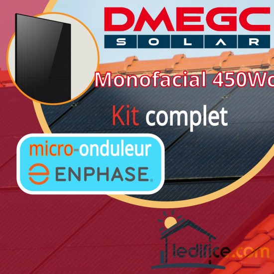 Kit photovoltaïque 3.15 kW DMEGC N-TYPE 450Wc Biverre Fond Blanc avec 7 panneaux DMEGC Module N-TYPE 450Wc Bi Verre monofacial - Cadre noir Fond Blanc 