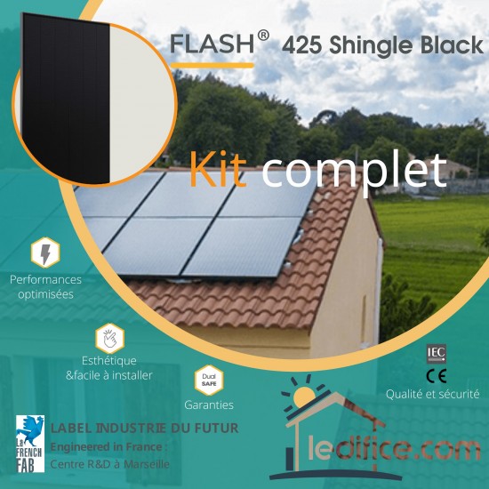 Kit photovoltaïque 8.925 kW Dualsun FLASH SHINGLE avec 21 panneaux Dualsun FLASH 425 SHINGLE Full Black 