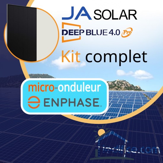 Kit photovoltaïque 7.65 kW Ja Solar Bifacial avec 18 panneaux JA Solar JAM54D40-425-MB , cadre noir, Biverre Bifacial  onduleur Enphase