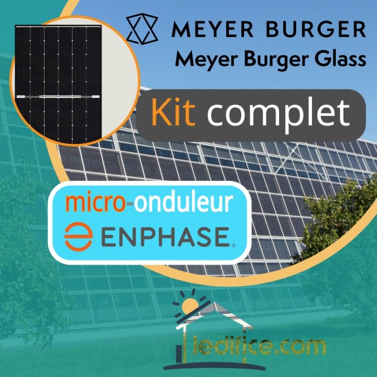 Kit photovoltaïque 4.5 kW Meyer Burger HJT 375Wc Bi Verre Bifacial avec 12 panneaux Meyer Burger Module mono n-Si, 375Wc hétérojonction HJT avec SWCT™ bifacial - Cadre noir 