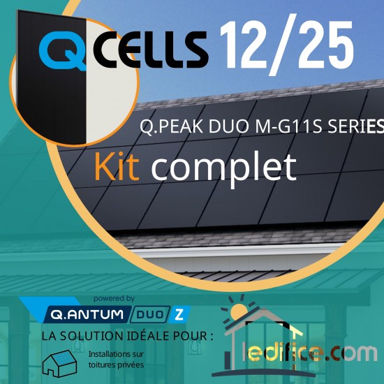 Kit photovoltaïque 5.265 kW Q-CELLS  Q.Peak Q.ANTUM G11 405 FB avec 13 panneaux Q-Cells  Q.Peak Q.ANTUM  G11 405Wc , Full Black 