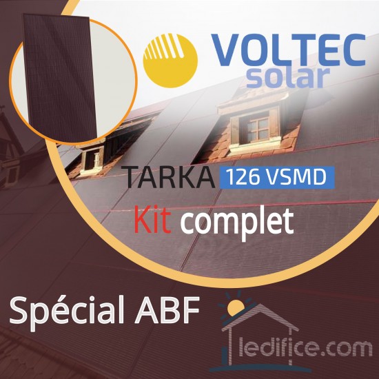 Kit photovoltaïque 8.875 kW Voltec module spécial ABF 355Wc couleur rubis noir RAL3007 avec 25 panneaux Voltec Tarka ABF 355 